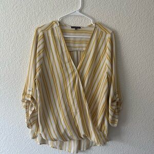 Yellow Striped Women's Top, brand is west kei, size XL, has only been worn once.
